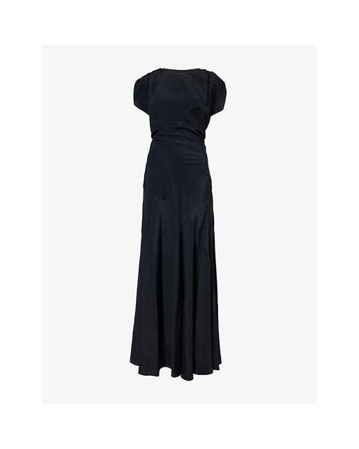 Vivienne Westwood Black Justina Cap-Sleeve Woven Maxi Dress