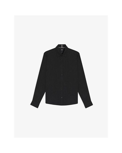 Boss Black Kent-Collar Slim-Fit Cotton-Blend Shirt for men