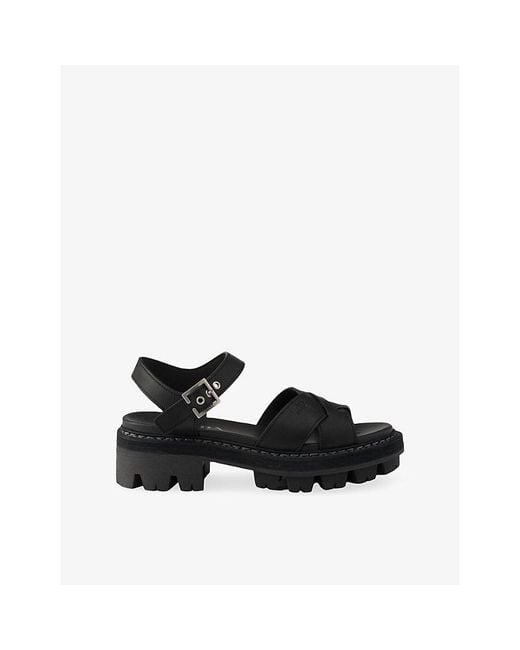 Prada Black Tread-Sole Leather Sandals