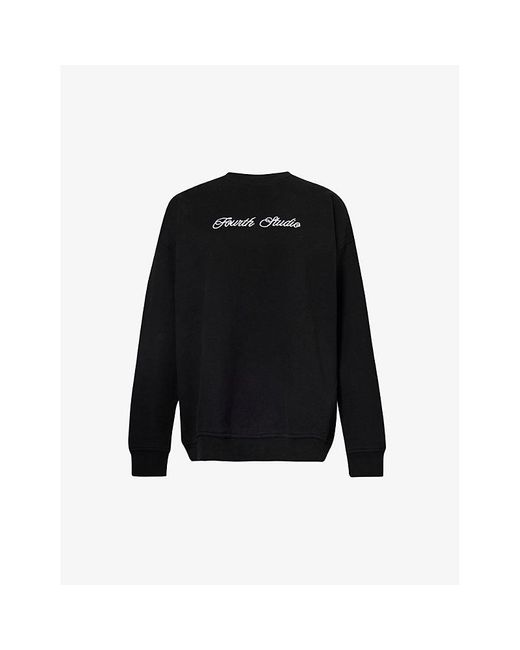 4th & Reckless Black Gigi Brand-embroidered Cotton-jersey Sweatshirt