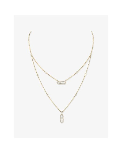 Messika Metallic Move Uno Two-Row Pavé 18Ct And 0.03Ct Diamond Necklace