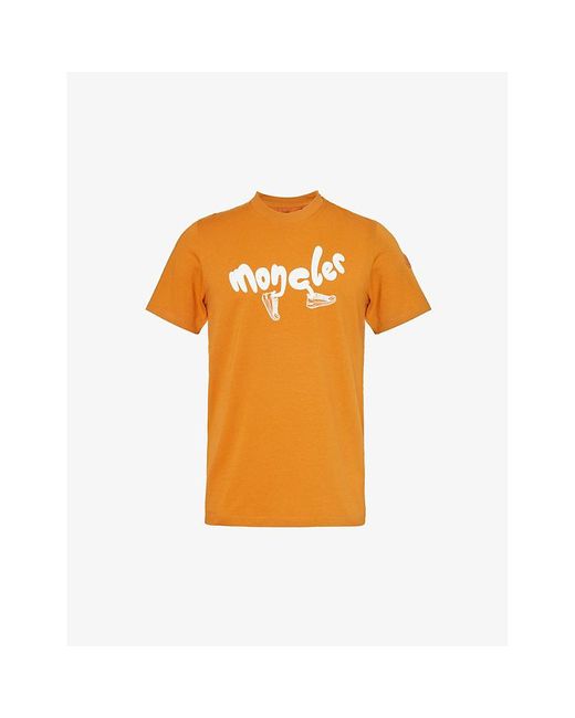 Moncler Orange Running Brand-print Cotton-jersey T-shirt X for men