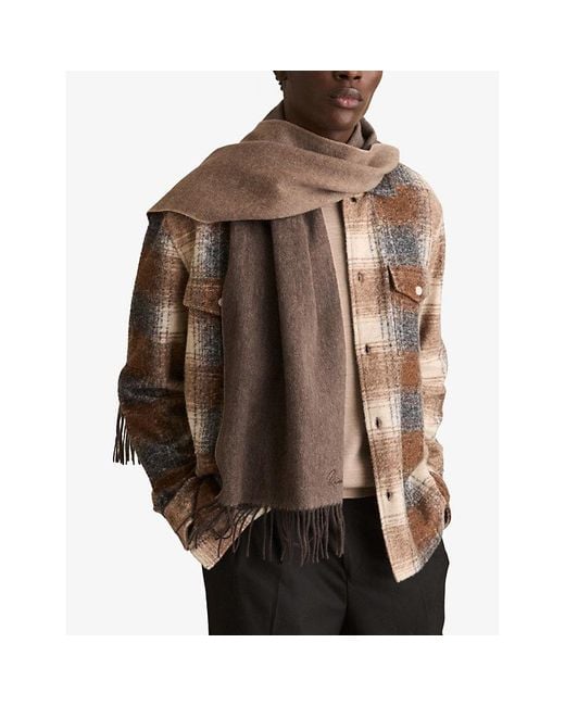 Reiss Brown Picton Wool And Cashmere Scarf for men