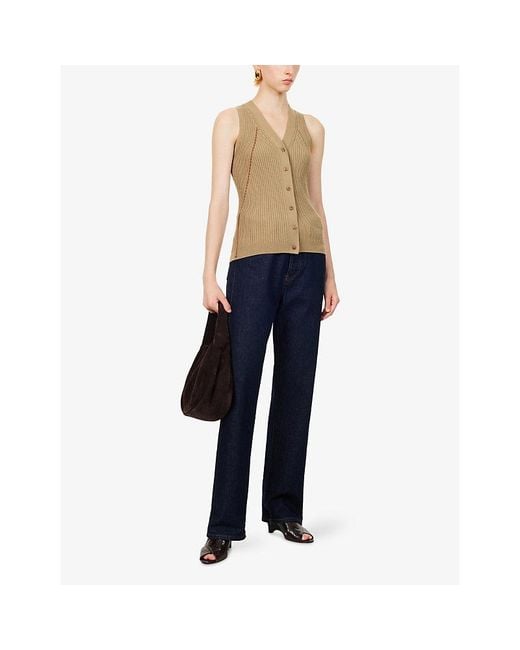 Max Mara Natural V-Neck Knitted Cotton-Blend Vest