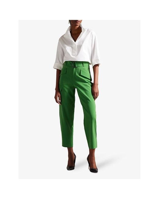 Ted Baker Green Gracieh High-rise Stretch-woven Trousers