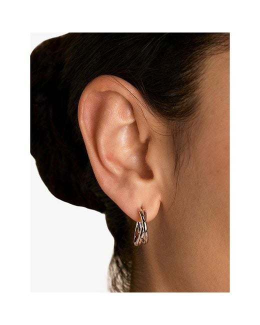 Astrid & Miyu White Illusion Twist-Plated Sterling- Hoop Earrings