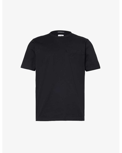C P Company Black Logo-embroidered Chest-pocket Cotton-jersey T-shirt Xx for men