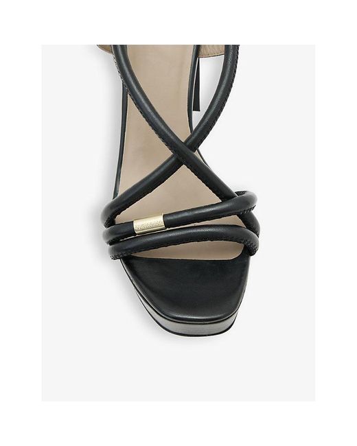 AllSaints Black Bella Strappy Leather Platform Sandals