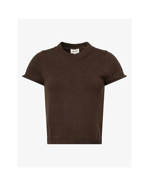 ME+EM Brown Shrunken Straight Cotton-Knit Baby Tee