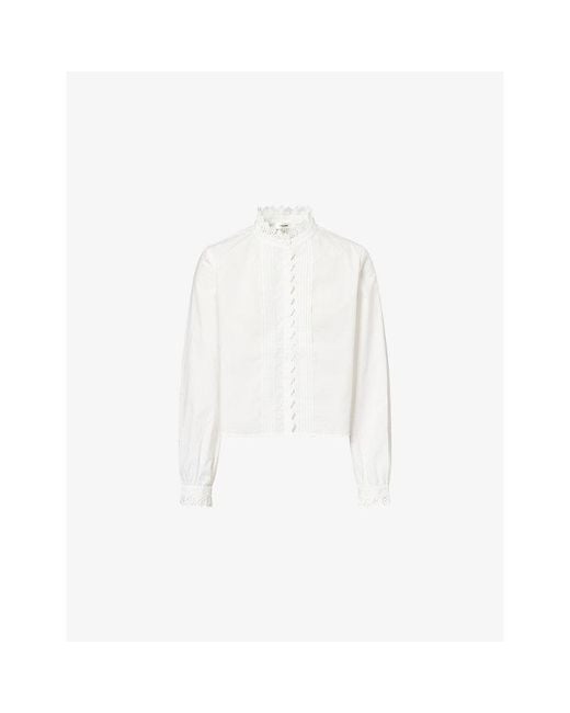 FRAME White The Keepsake Scalloped Cotton Top