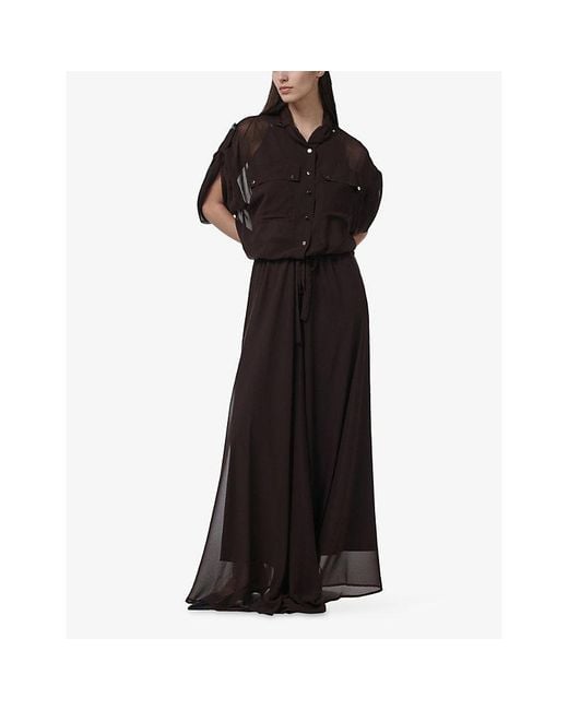 eem Black Military Button-Down Woven Blouse