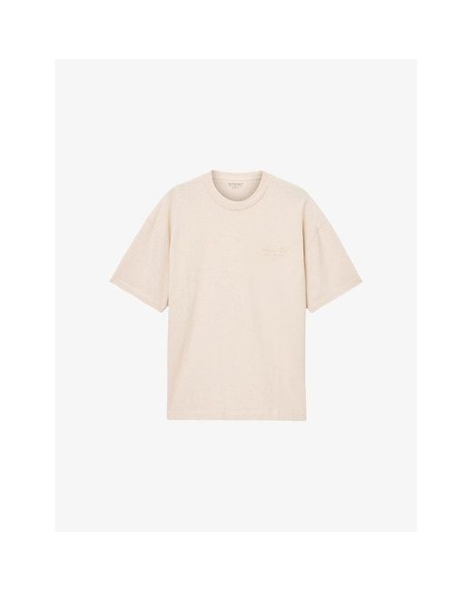 AllSaints Natural Xander Logo-Embossed Short-Sleeve Cotton T-Shirt for men