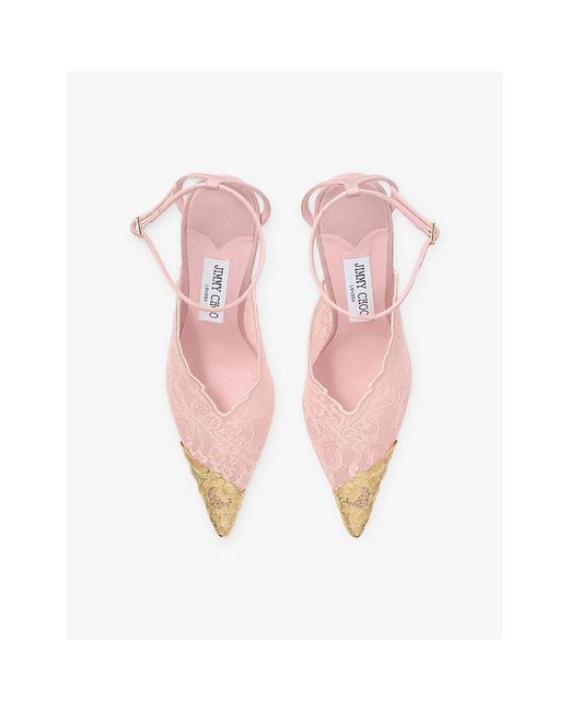 Jimmy Choo Pink Faiz 100 Lace Pumps