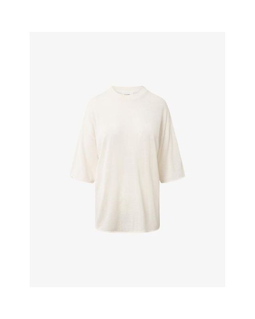 Lovechild White Tessa Relaxed-fit Short-sleeve Merino-wool T-shirt