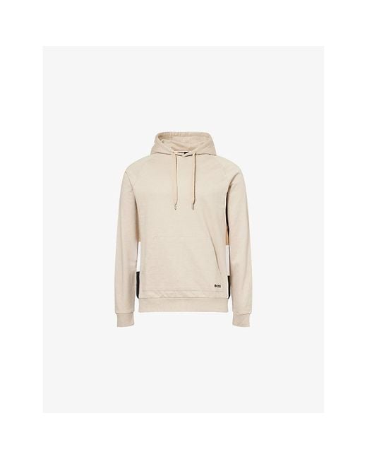 Boss Natural Iconic Kangaroo-Pocket Cotton-Jersey Hoody for men