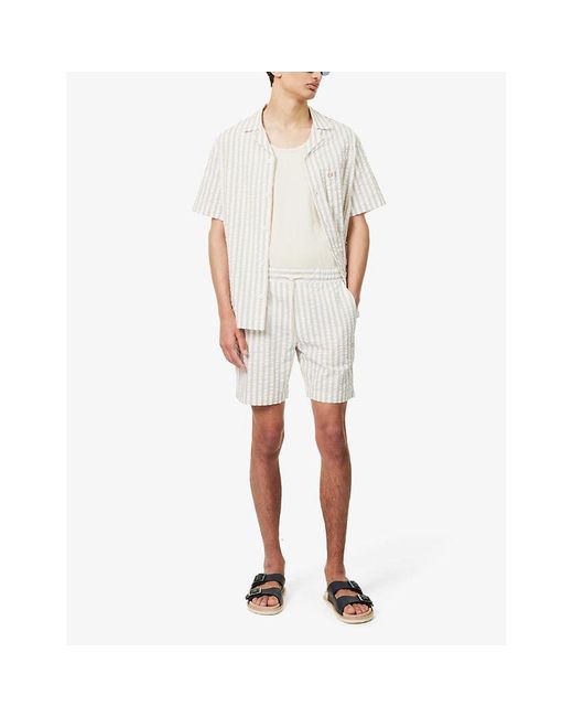 CHE White Marinero Stripe-pattern Cotton Shorts for men