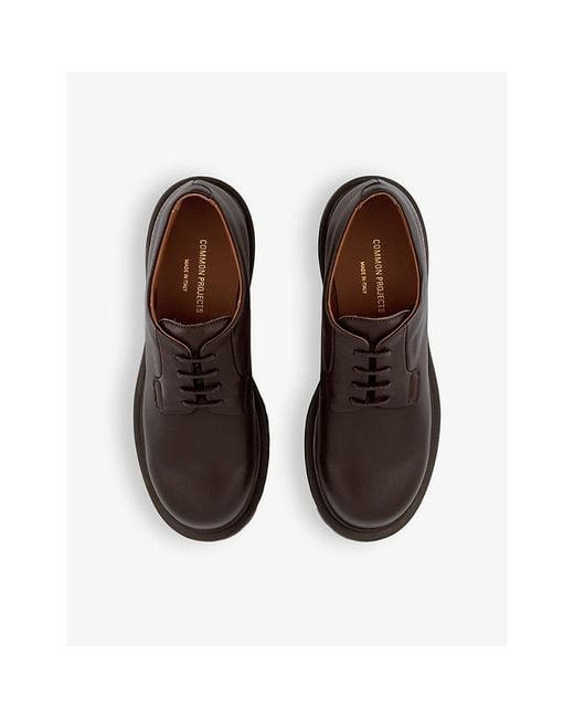 Common Projects Brown Chunky Number-print Leather Derby Shoes for men