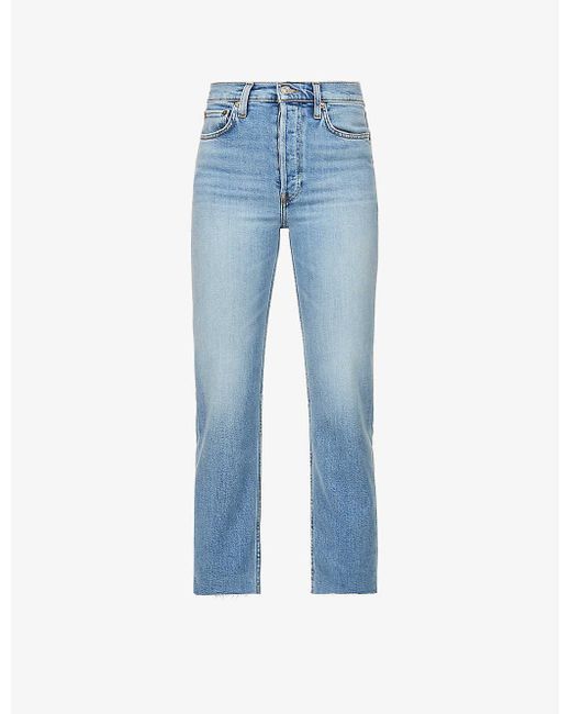 Re/done Blue 70s Stove Pipe Straight-leg High-rise Stretch-denim Jeans