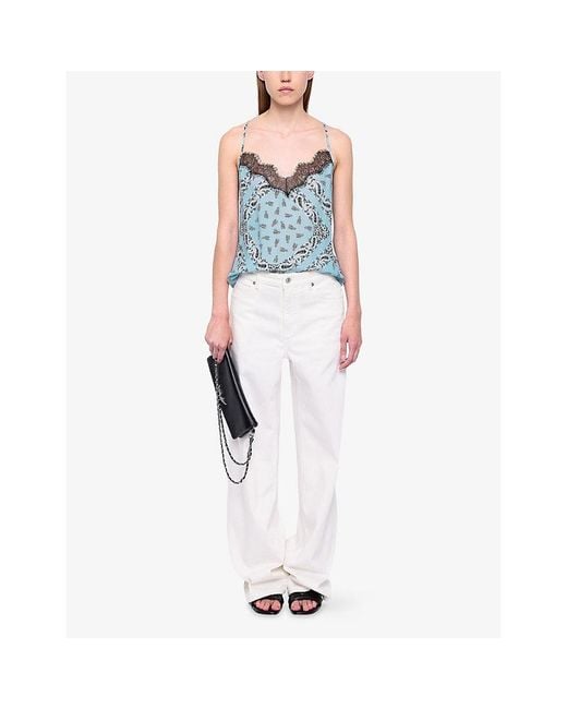 Zadig & Voltaire Blue Cespa V-Neck Bandana-Print Woven Cami