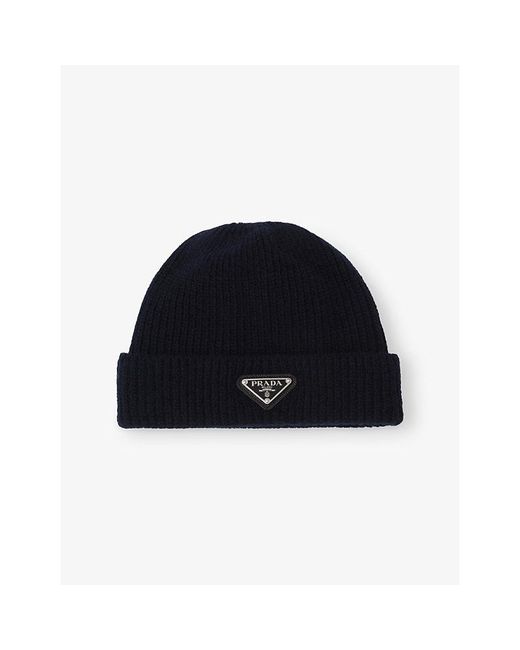 Prada Blue Wool And Cashmere Beanie for men