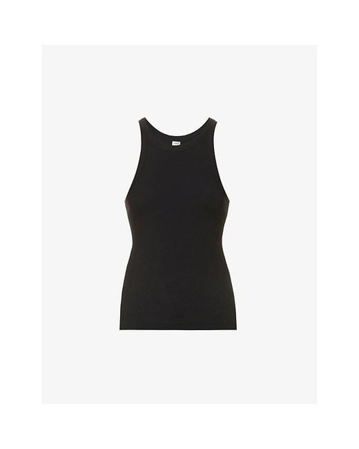 Totême Black Ribbed Cotton-Blend Tank Top