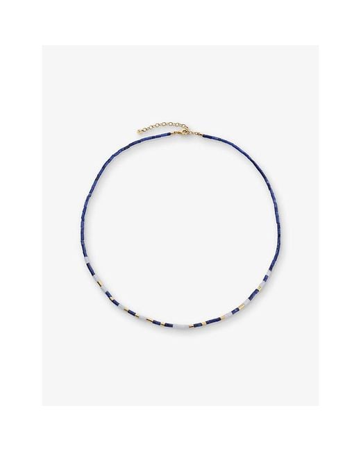Monica Vinader Metallic Delphi Gemstone 18Ct Vermeil And Sodalite Beaded Necklace