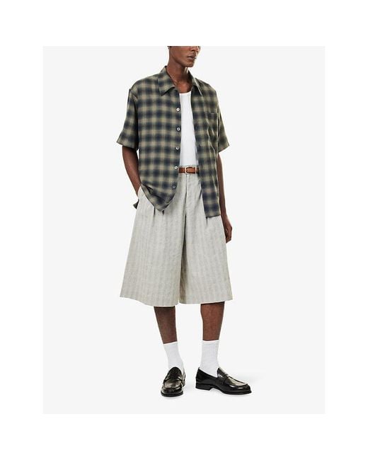 Our Legacy Gray Checked Relaxed-Fit Cotton-Blend Shirt for men