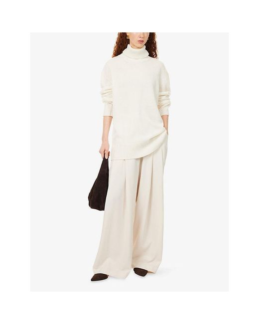 Atelier Ninety Five White The Barrel Pleated Woven Trousers