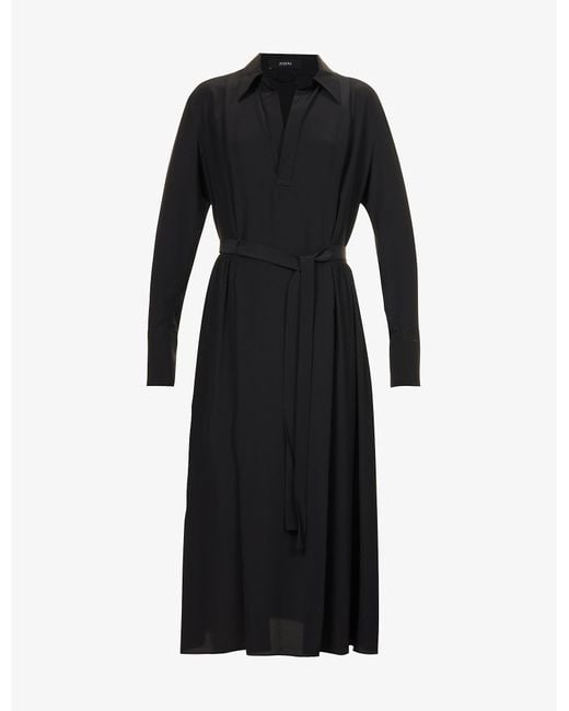JOSEPH Gaskin Relaxed-fit Silk Midi Dress in Black | Lyst