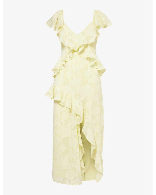 Pretty Lavish Yellow Eloise Ruffled Woven Midi Dress