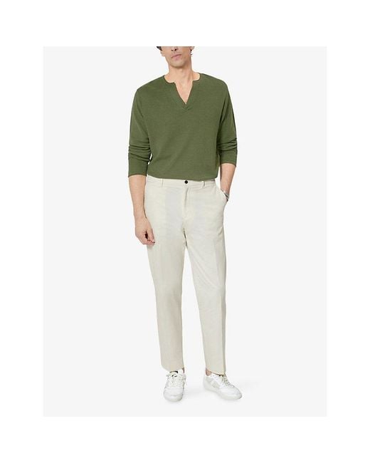 The Kooples White Tapered-Leg Stretch-Cotton Chino Trousers for men