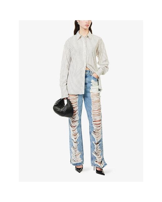 GOOD AMERICAN Blue Khloé Straight-Leg Denim Jeans