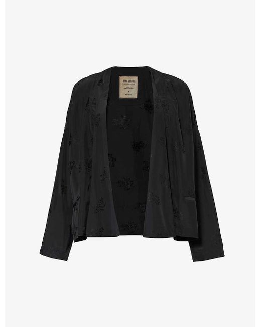 Uma Wang Black Klarke Floral-pattern Woven Jacket