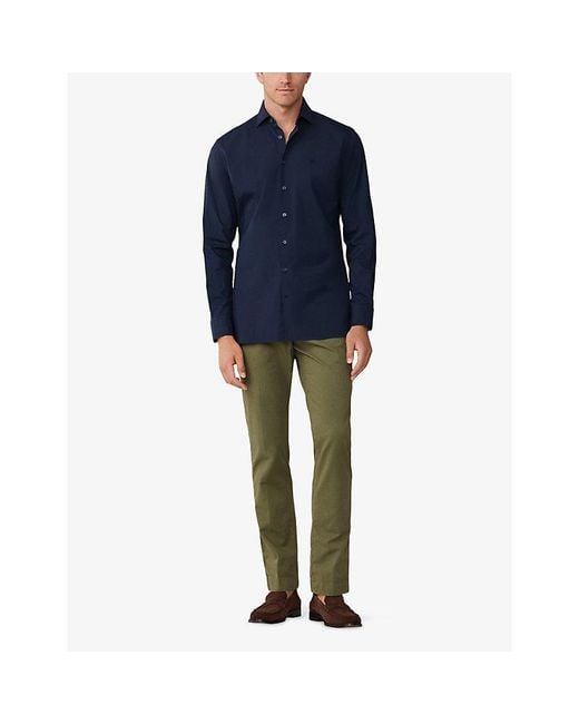Hackett Blue Tailored-Fit Stretch Cotton-Poplin Shirt Xxl for men
