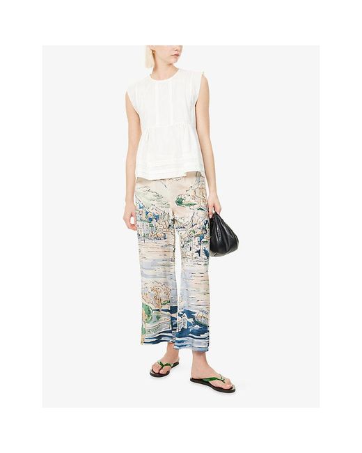 Weekend by Maxmara White Crew-Neck Sleeveless Cotton Top