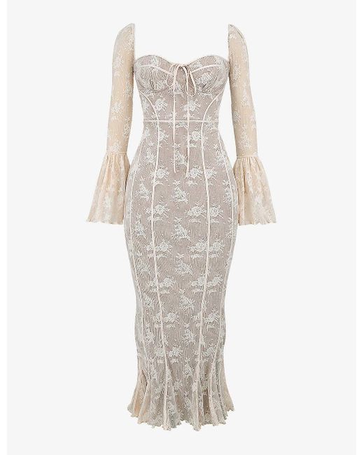 House Of Cb White Delilah Corseted Lace Maxi Dress