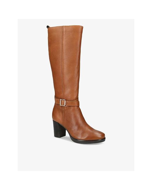 Carvela Kurt Geiger Brown 2 Buckle-Embellished Leather Knee-High Boots