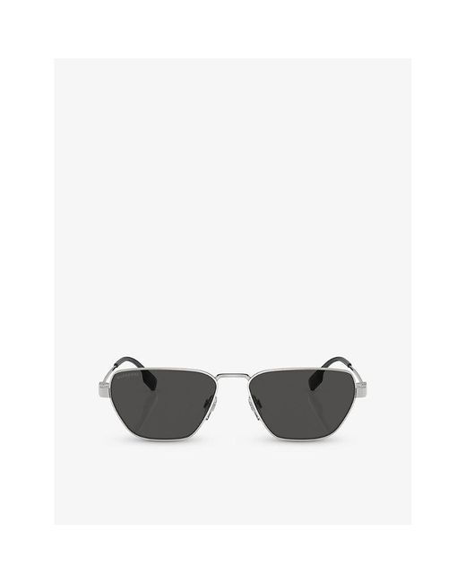 Burberry Black Be3146 Irregular-frame Metal Sunglasses for men