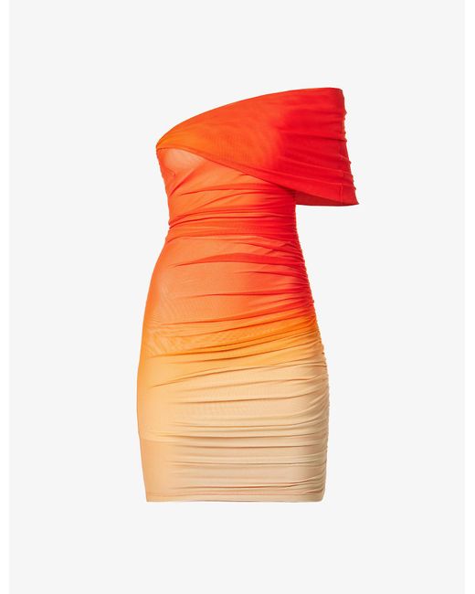Mugler Synthetic Gradient-print Asymmetric-hem Stretch-mesh Mini Dress ...