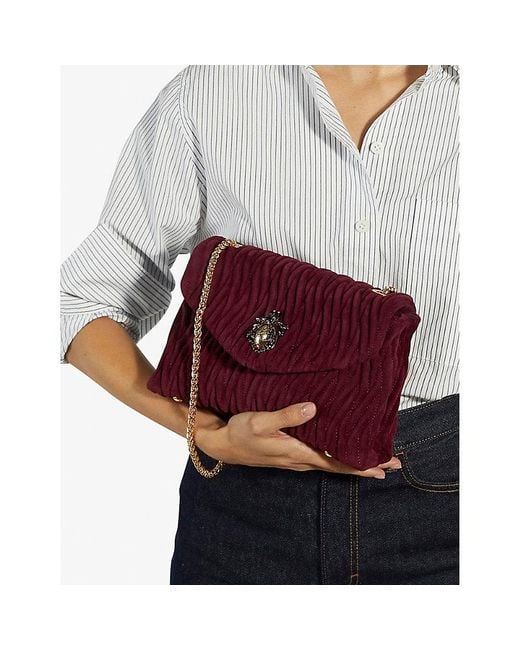 Dune Red Darling Bug Suede Shoulder Bag