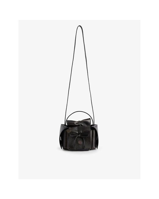 Acne Black Bow-embellished Mini -pocket Leather Shoulder Bag
