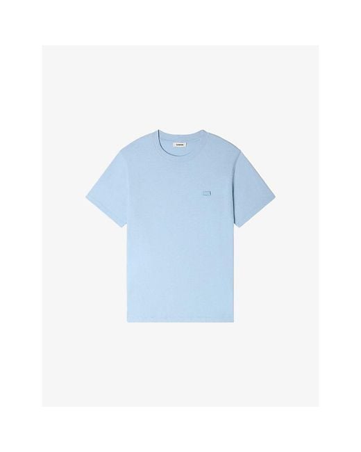 Sandro Blue Logo-Appliqué Regular-Fit Cotton-Jersey T-Shirt for men
