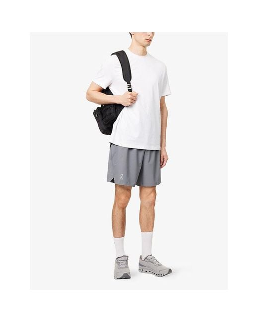 On Shoes Gray Train Drawstring Stretch-Woven Shorts for men