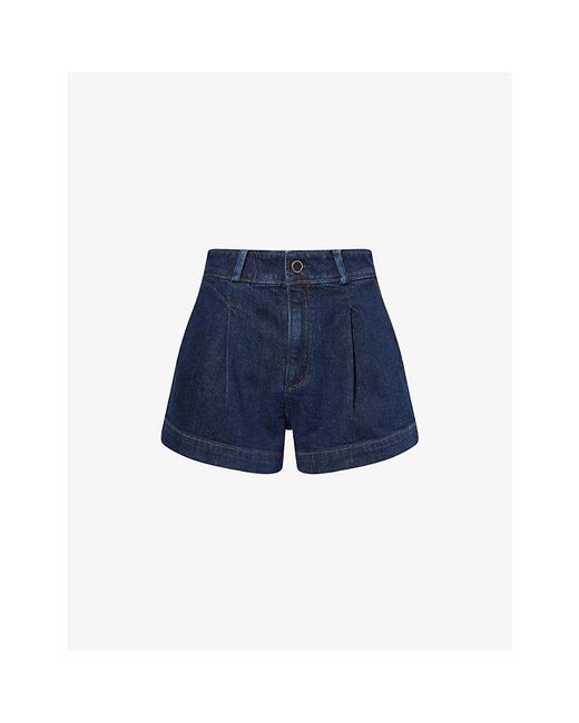 PAIGE Blue Camille High-Rise Denim Shorts