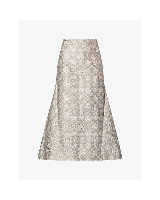 Huishan Zhang Natural Vicky Jacquard Woven Midi Skirt