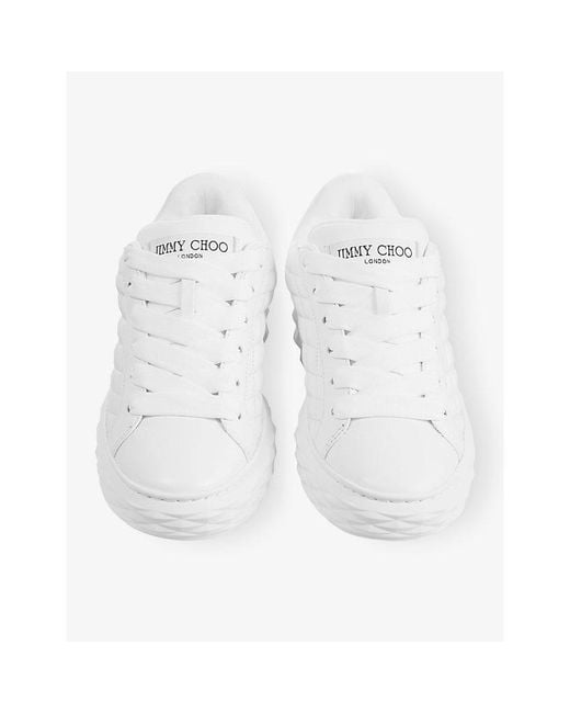 Jimmy Choo White Diamond Maxi Quilted Leather Trainers for men