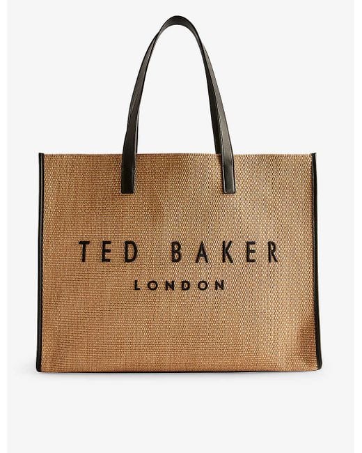 Ted Baker Natural Pallmer Logo-embroidered Woven Tote Bag