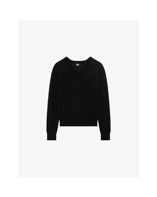 The Kooples Black V-Neck Wool Knitted Jumper