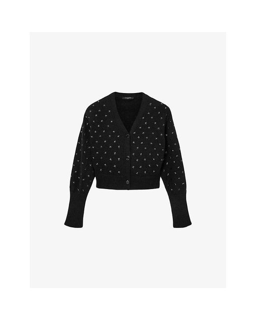 AllSaints Black Mazzy Star-Embroidered Cotton Cardigan