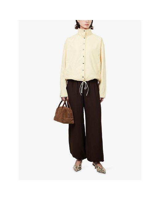 Reformation Brown Zia Balloon-Leg Georgette Trousers